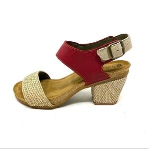 El Naturalista Women's 5033T (Red) Mola Rafia Tibet heel sandals